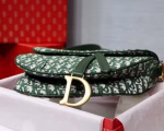 Dior Saddle Bag In Green Oblique Jacquard Canvas - Image 2