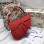 Dior Saddle Bag In Cherry Red Matte Calfskin - Image 4
