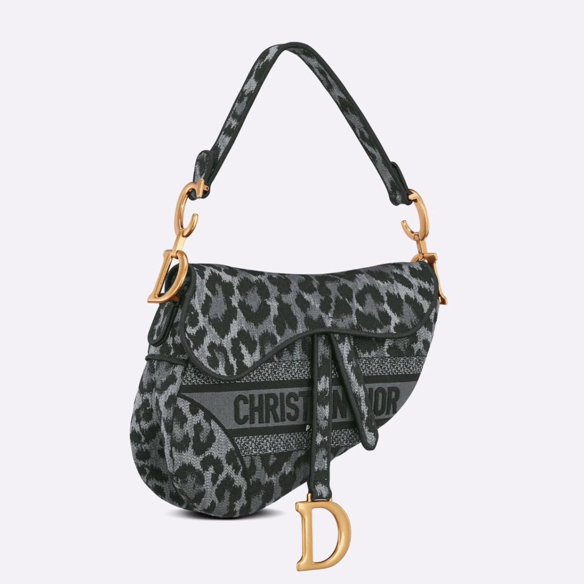 Dior Saddle Bag In Grey Mizza Embroidery - Image 1