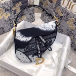 Dior Saddle Bag In Blue Multicolor Tie Embroidery - Image 8