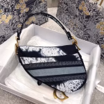 Dior Saddle Bag In Blue Multicolor Tie Embroidery - Image 6