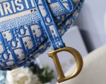 Dior Saddle Bag In Cornflower Blue Dior Oblique Embroidery - Image 10