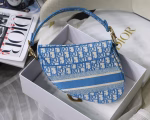 Dior Saddle Bag In Cornflower Blue Dior Oblique Embroidery - Image 9