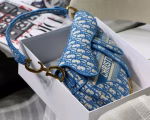 Dior Saddle Bag In Cornflower Blue Dior Oblique Embroidery - Image 7