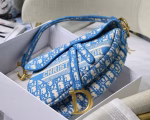 Dior Saddle Bag In Cornflower Blue Dior Oblique Embroidery - Image 2