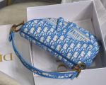 Dior Saddle Bag In Cornflower Blue Dior Oblique Embroidery - Image 3