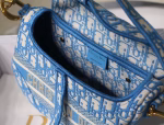 Dior Saddle Bag In Cornflower Blue Dior Oblique Embroidery - Image 4