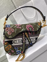 Dior Saddle Bag In Green Multicolor Dior Petites Fleurs Embroidery - Image 7