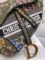 Dior Saddle Bag In Green Multicolor Dior Petites Fleurs Embroidery - Image 8