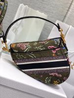 Dior Saddle Bag In Green Multicolor Dior Petites Fleurs Embroidery - Image 2