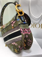 Dior Saddle Bag In Green Multicolor Dior Petites Fleurs Embroidery - Image 4