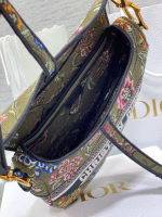 Dior Saddle Bag In Green Multicolor Dior Petites Fleurs Embroidery - Image 3