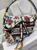 Dior Saddle Bag In White Multicolor Dior Petites Fleurs Embroidery - Image 7