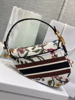 Dior Saddle Bag In White Multicolor Dior Petites Fleurs Embroidery - Image 2