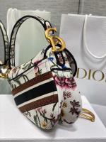 Dior Saddle Bag In White Multicolor Dior Petites Fleurs Embroidery - Image 3