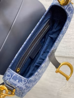 Dior Saddle Bag with Strap in Blue Denim Oblique Jacquard - Image 9