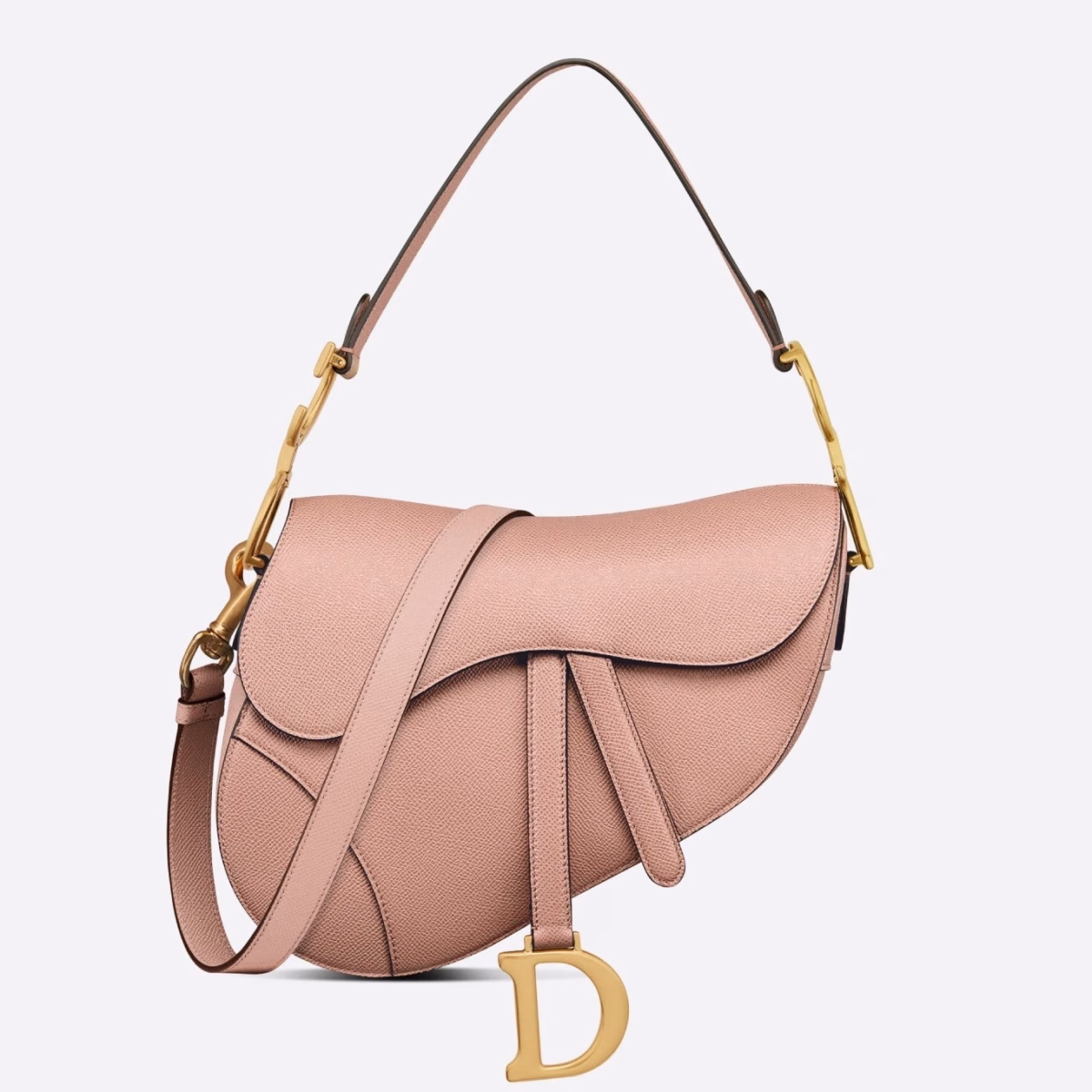 Dior Saddle Bag with Strap in Blush Grained Calfskin - Image 1