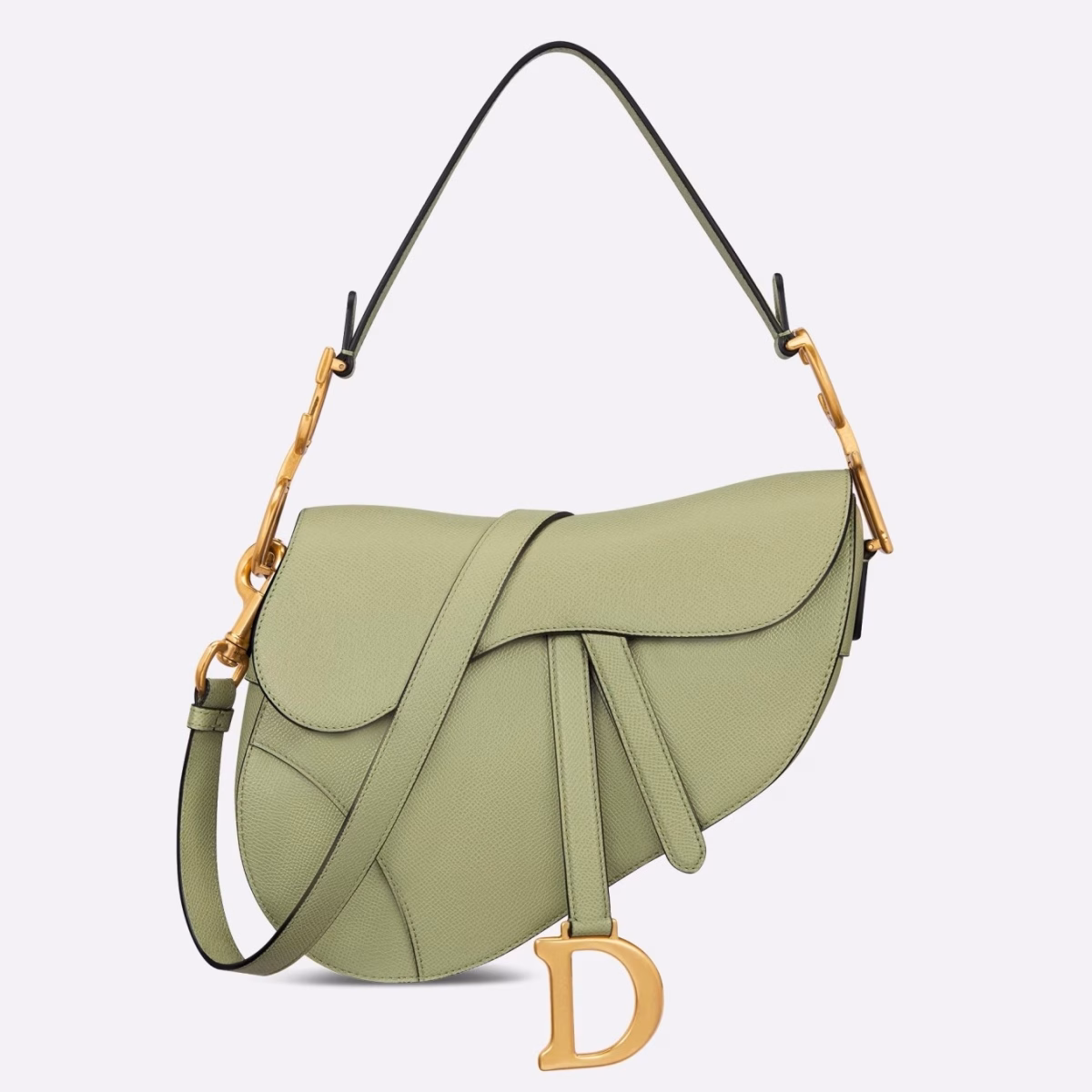 Dior Saddle Bag with Strap in Ethereal Green Grained Calfskin - Image 1