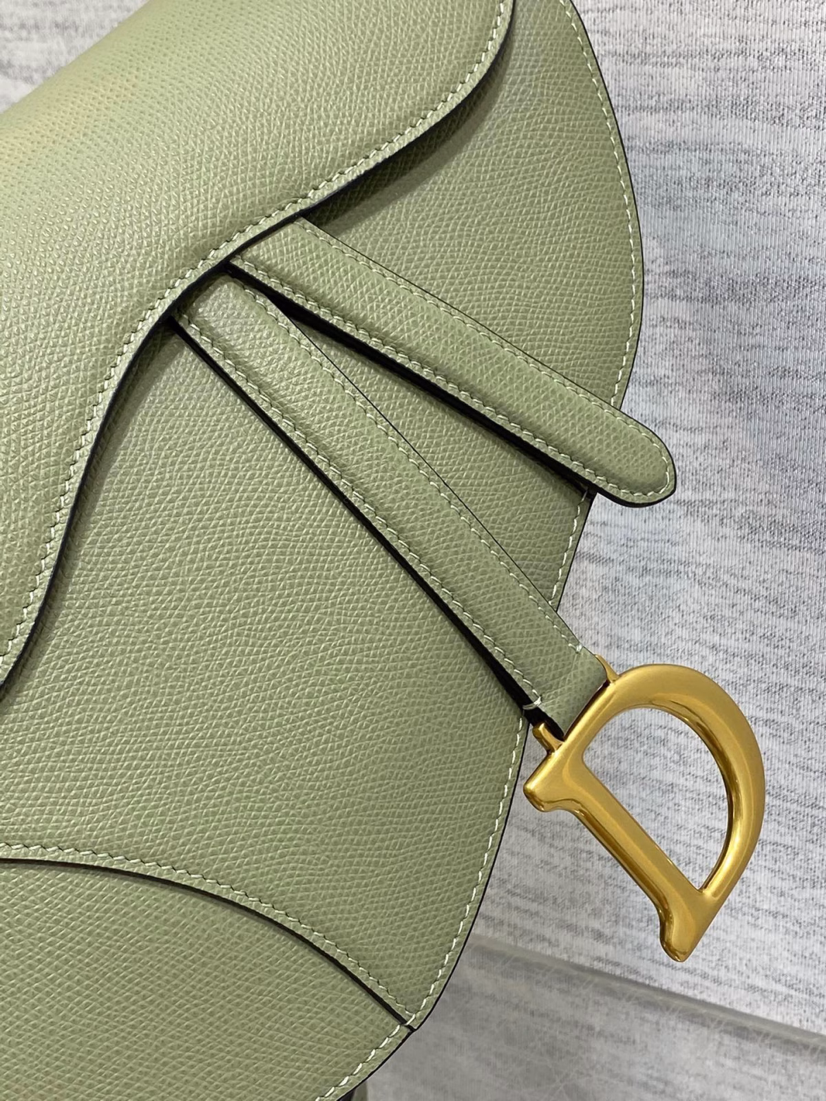 Dior Saddle Bag with Strap in Ethereal Green Grained Calfskin - Image 5