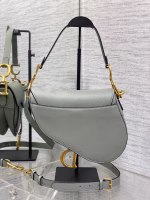 Dior Saddle Bag with Strap in Grey Stone Grained Calfskin - Image 9