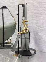 Dior Saddle Bag with Strap in Grey Stone Grained Calfskin - Image 5