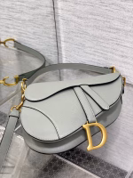 Dior Saddle Bag with Strap in Grey Stone Grained Calfskin - Image 8