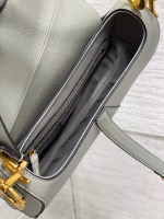 Dior Saddle Bag with Strap in Grey Stone Grained Calfskin - Image 7
