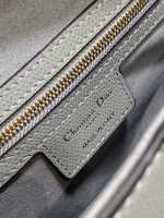 Dior Saddle Bag with Strap in Grey Stone Grained Calfskin - Image 4