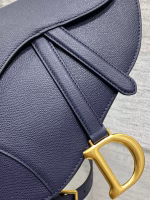 Dior Saddle Bag with Strap in Indigo Blue Grained Calfskin - Image 6