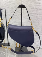Dior Saddle Bag with Strap in Indigo Blue Grained Calfskin - Image 9