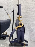 Dior Saddle Bag with Strap in Indigo Blue Grained Calfskin - Image 4