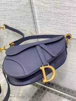 Dior Saddle Bag with Strap in Indigo Blue Grained Calfskin - Image 7
