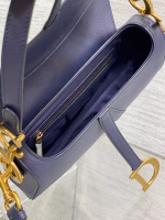 Dior Saddle Bag with Strap in Indigo Blue Grained Calfskin - Image 8