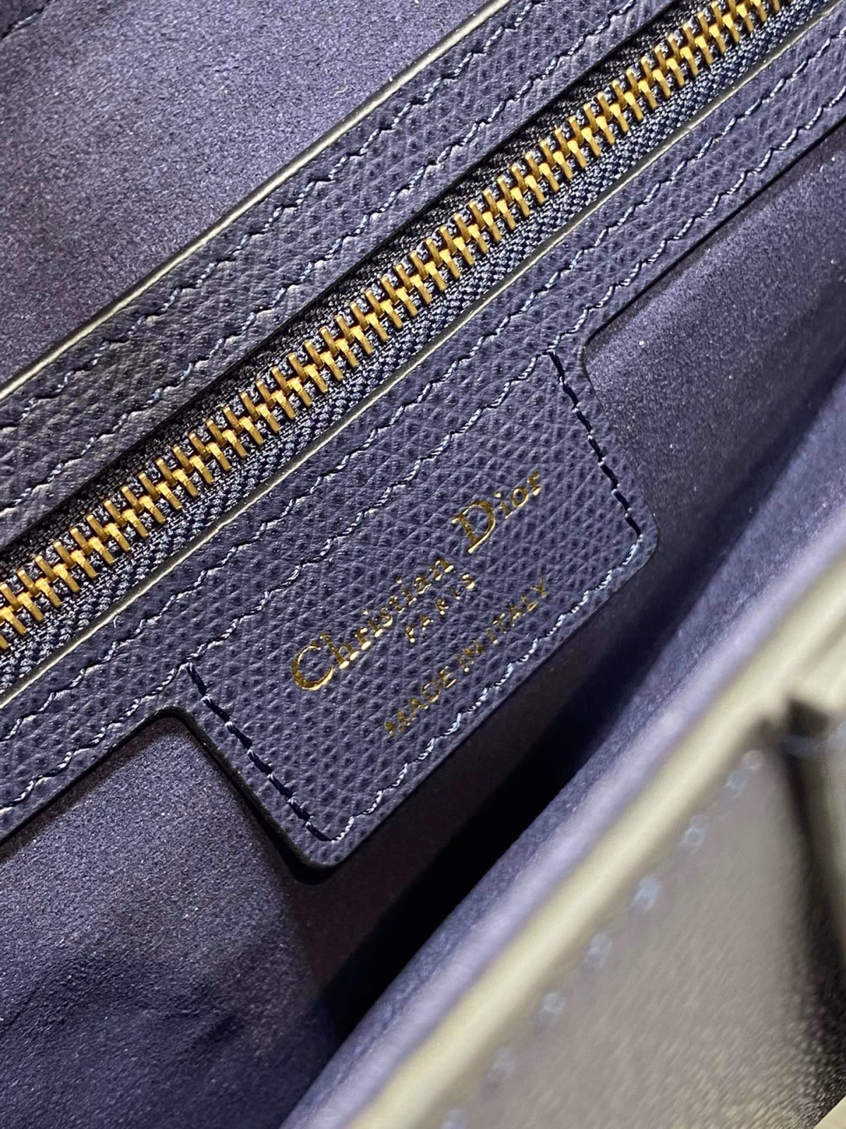 Dior Saddle Bag with Strap in Indigo Blue Grained Calfskin - Image 5