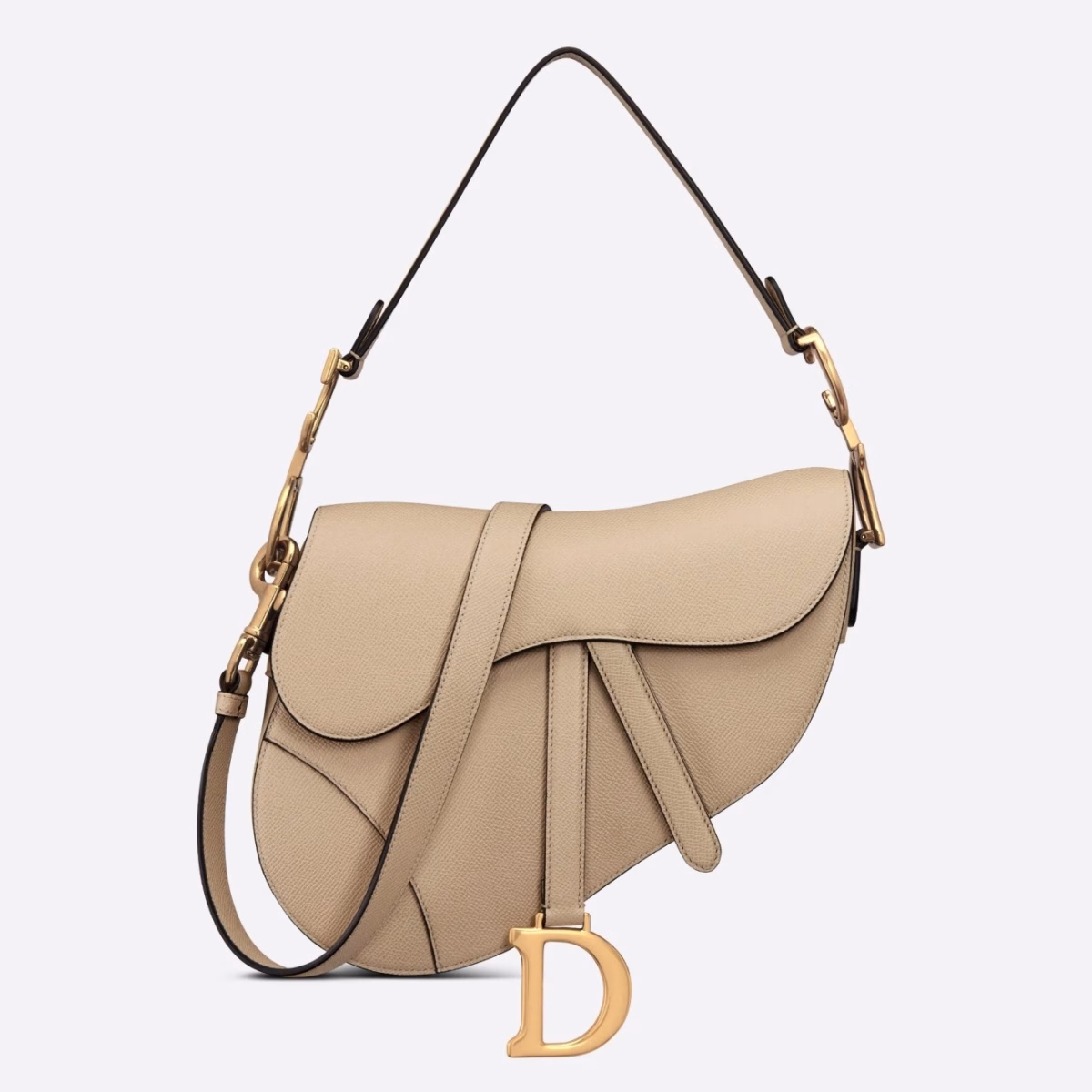 Dior Saddle Bag with Strap in Sand Grained Calfskin - Image 1