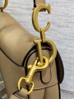 Dior Saddle Bag with Strap in Sand Grained Calfskin - Image 10
