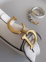 Dior Saddle Bag with Strap in White Grained Calfskin - Image 2
