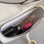Dior Saddle Bag with Strap in White Grained Calfskin - Image 10