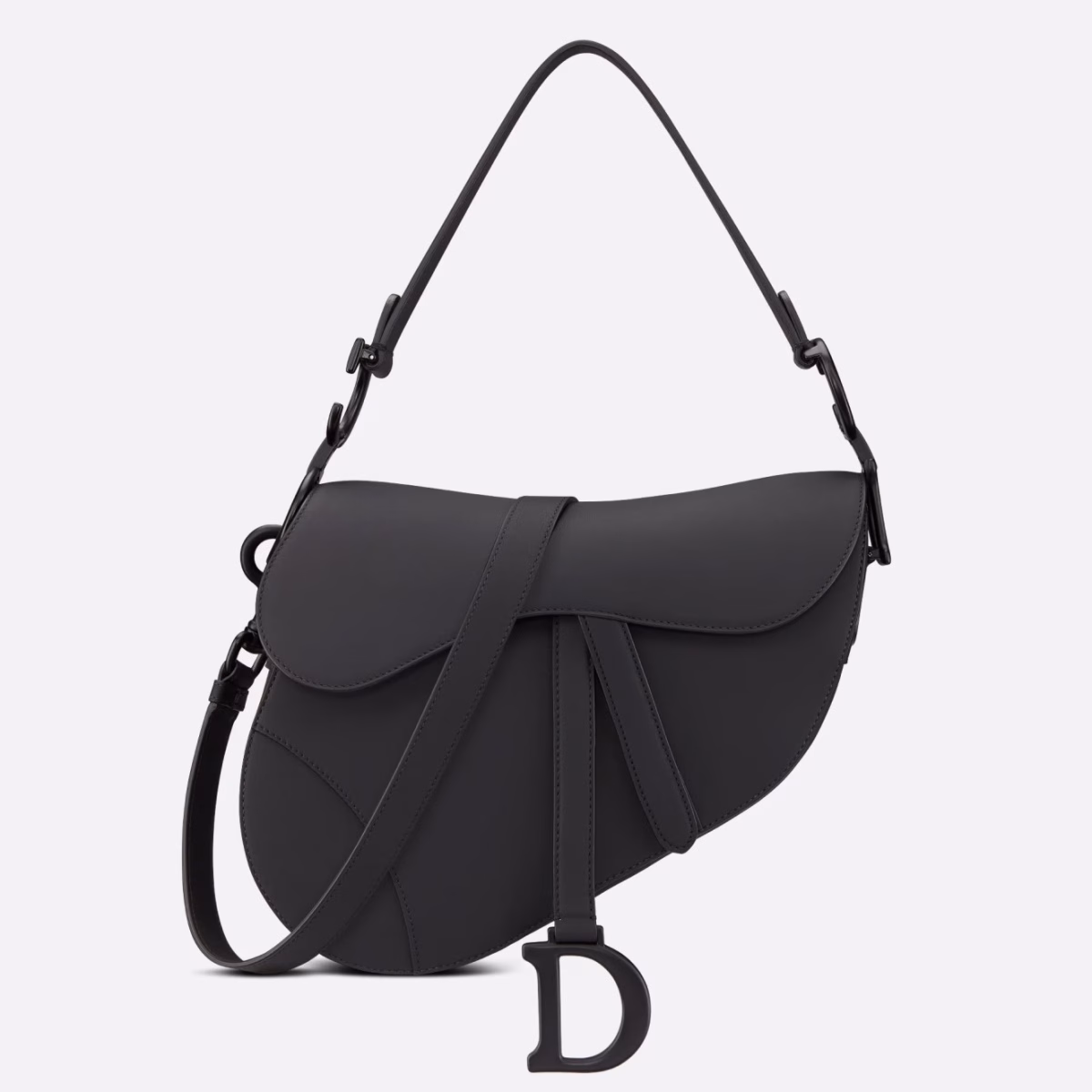 Dior Saddle Bag with Strap in Black Ultramatte Calfskin - Image 1