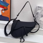 Dior Saddle Bag with Strap in Black Ultramatte Calfskin - Image 10