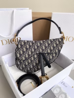 Dior Saddle Bag with Strap in Blue Oblique Jacquard - Image 6