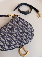 Dior Saddle Bag with Strap in Blue Oblique Jacquard - Image 8