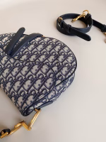 Dior Saddle Bag with Strap in Blue Oblique Jacquard - Image 9
