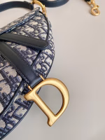 Dior Saddle Bag with Strap in Blue Oblique Jacquard - Image 10