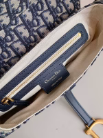 Dior Saddle Bag with Strap in Blue Oblique Jacquard - Image 5