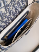 Dior Saddle Bag with Strap in Blue Oblique Jacquard - Image 4