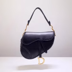 Dior Saddle Bag In Black Calfskin With Threaded Edges - Image 3