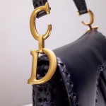 Dior Saddle Bag In Black Calfskin With Threaded Edges - Image 8