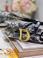 Dior Saddle Bag In Blue Toile de Jouy Embroidery - Image 6
