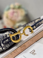 Dior Saddle Bag In Blue Toile de Jouy Embroidery - Image 3